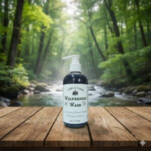Wilderness Wash No. 642 charcoal‑driven field cleanser for trail‑worn coats
