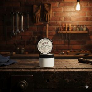 A structured, high‑traction industrial salve in amber plastic jars designed for manual labor protection.