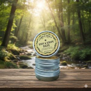 A dense, cushioning botanical salve for surface marks and tender skin.